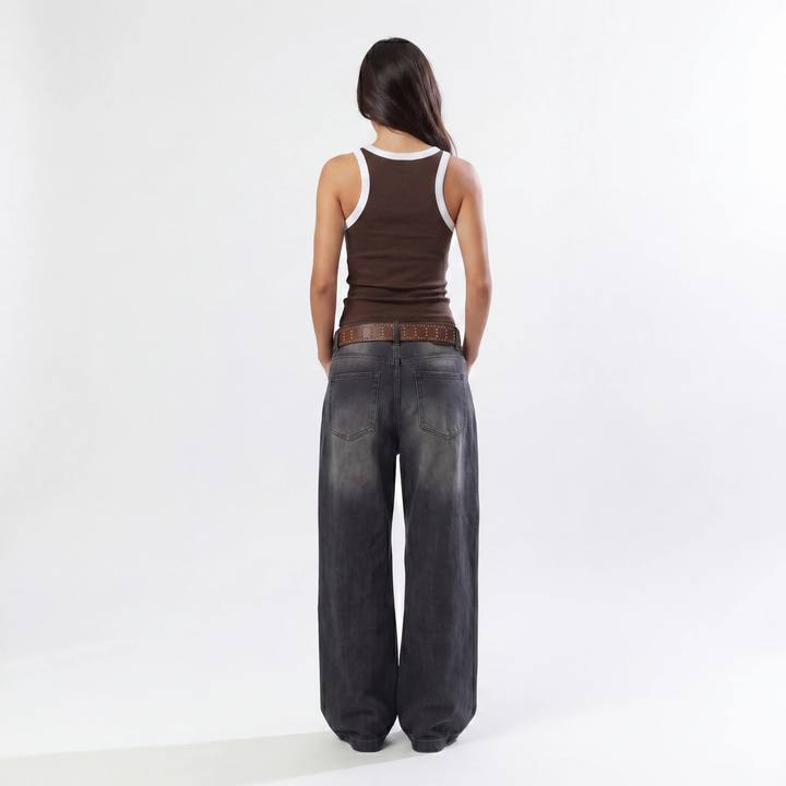 BROWN RIB TANK TOP