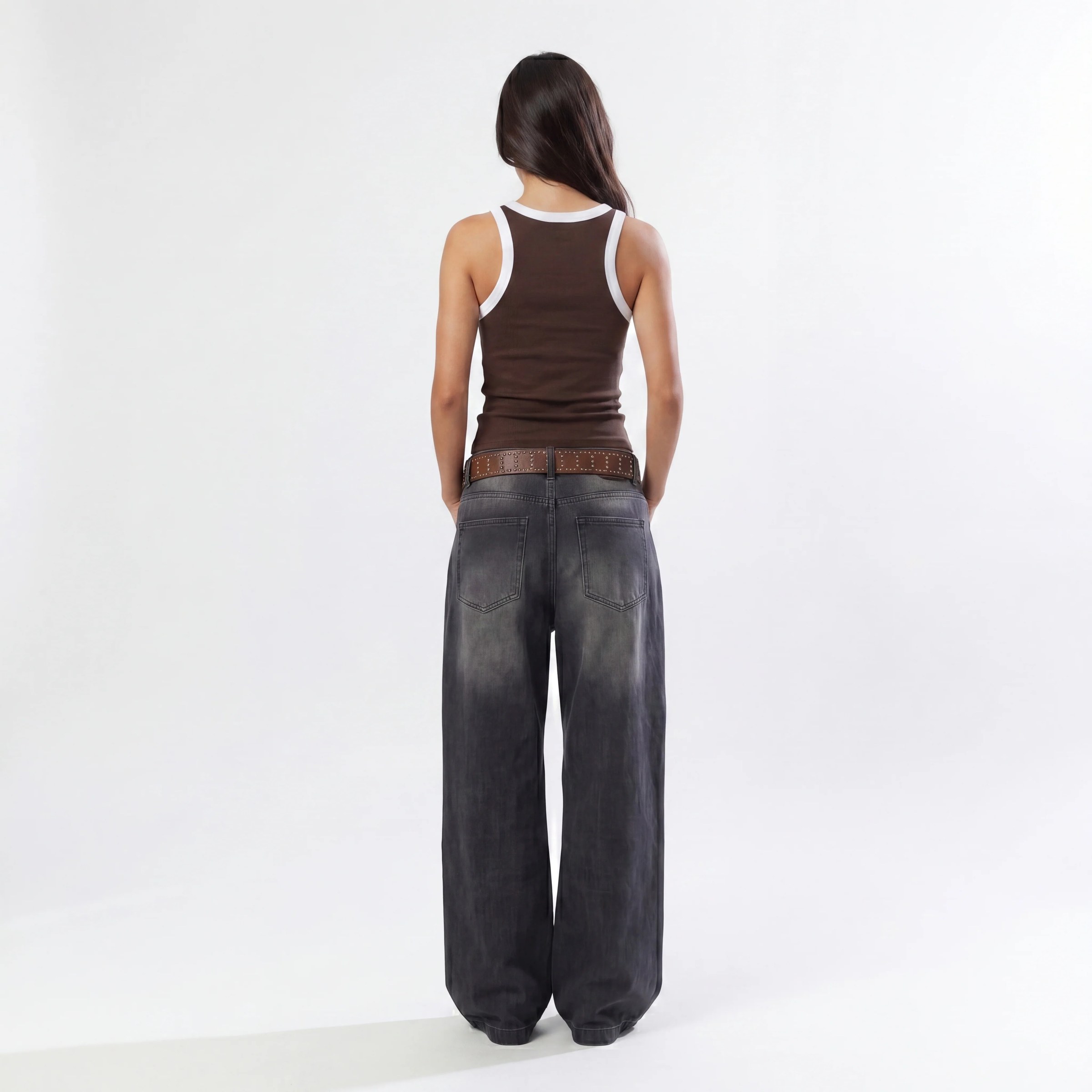 BROWN RIB TANK TOP