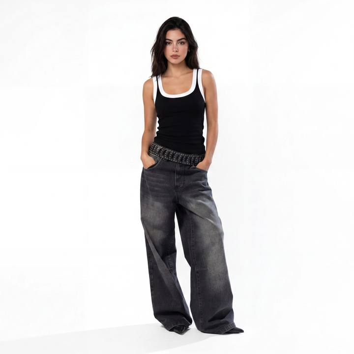 BLACK RIB TANK TOP