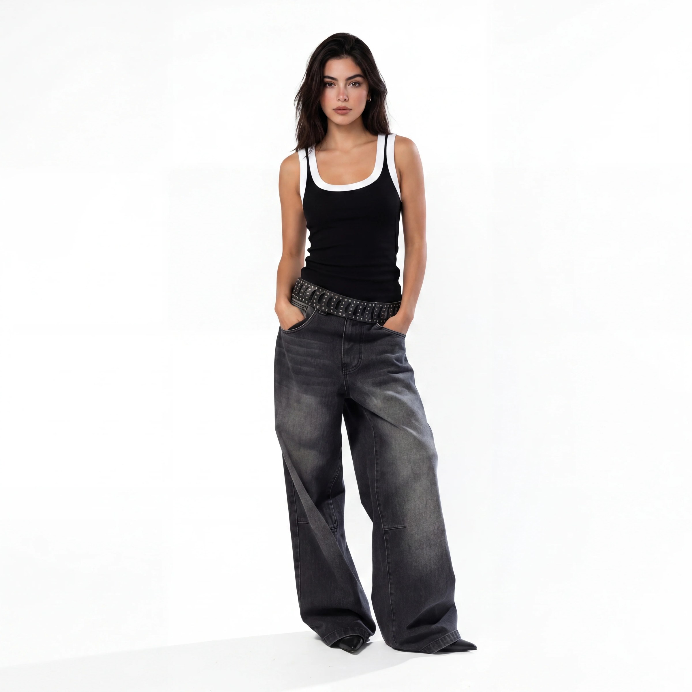 BLACK RIB TANK TOP
