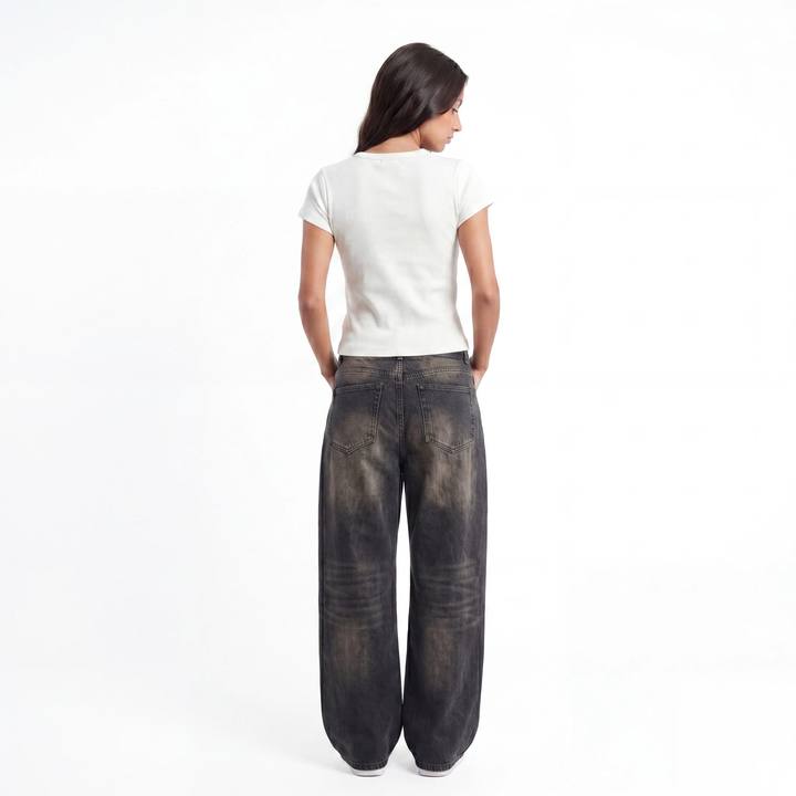 WHITE RIB BUTTON TOP