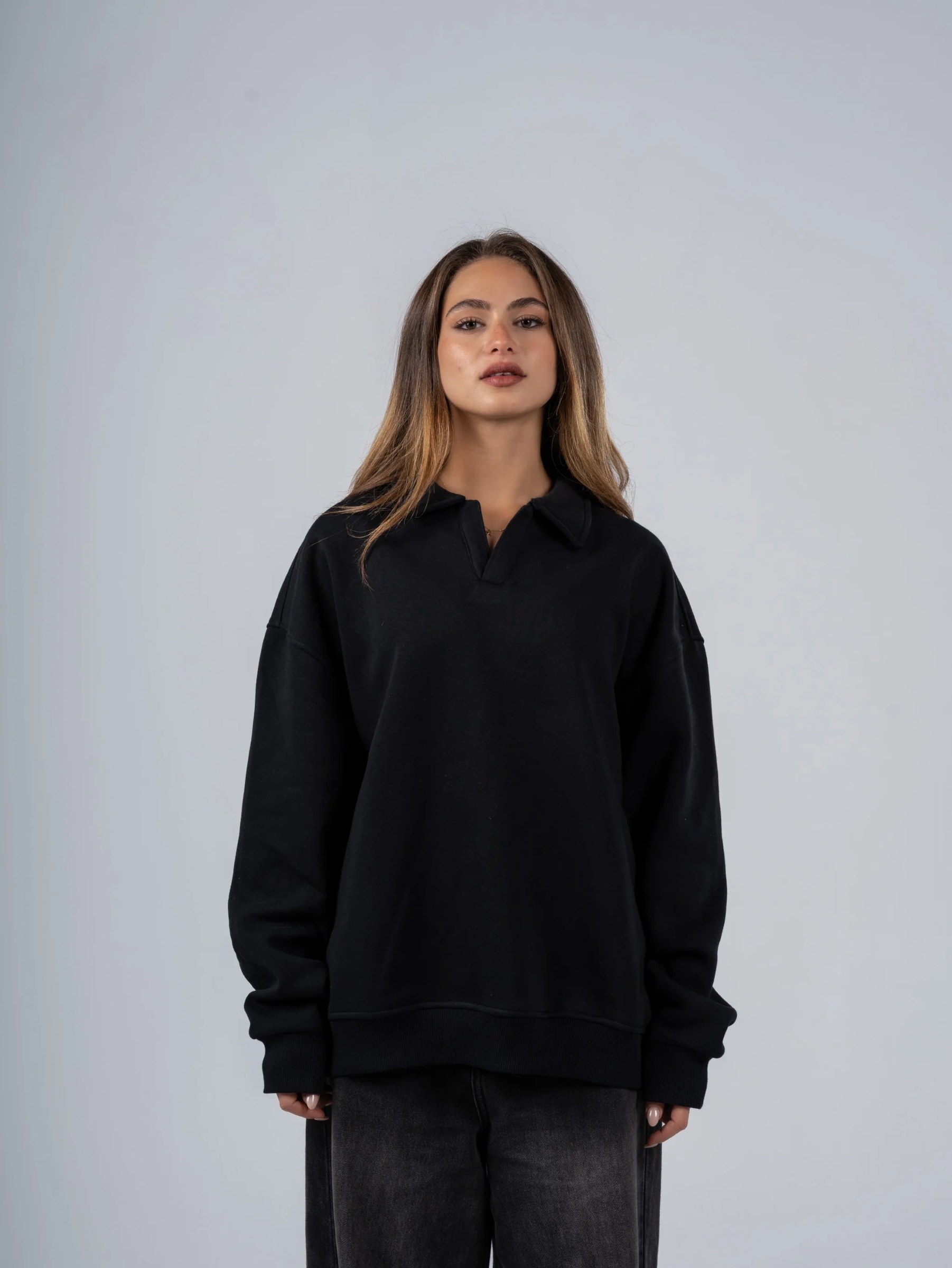 BLACK POLO HOODIE
