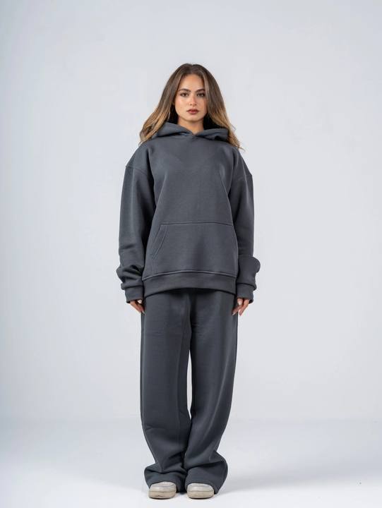 CHARCOAL WIDE LEG SWEATPANTS