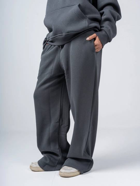 CHARCOAL WIDE LEG SWEATPANTS