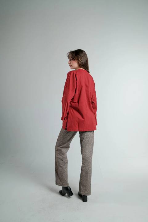 BURGUNDY LONG SLEEVE OVERSIZED T-SHIRT