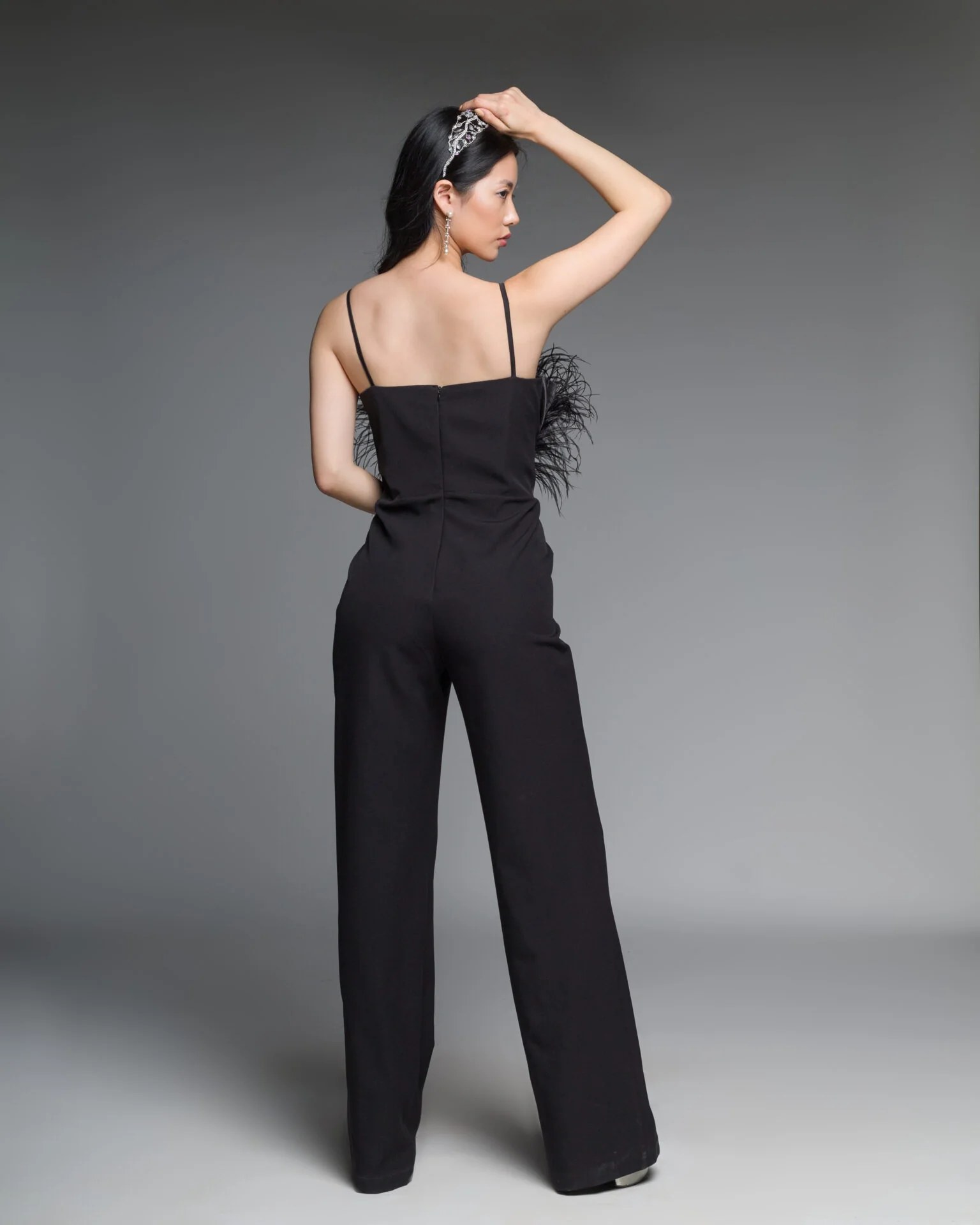 Feather Jumpsuit Straight Leg