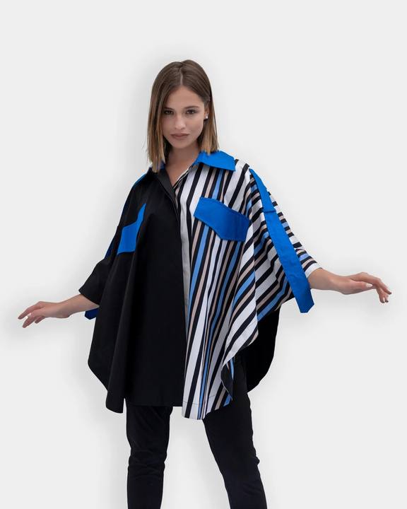 Mixed fabric cape
