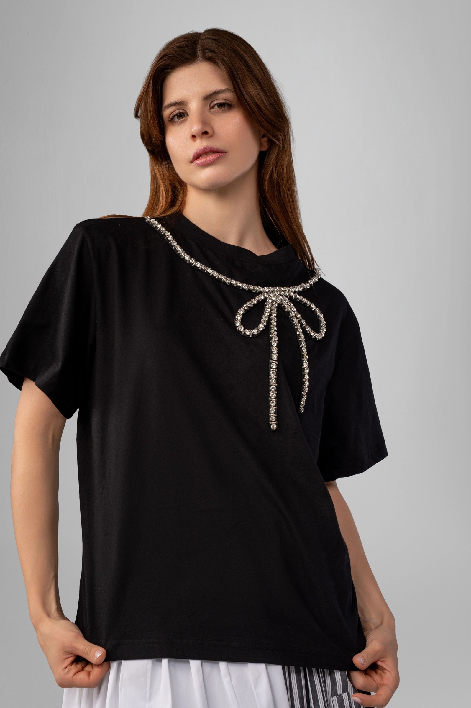 Embellished Basic Cotton T-Shirt
