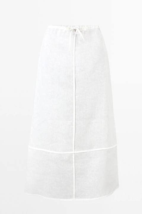 Aline Linen skirt with Ruffled Trim Pocket.