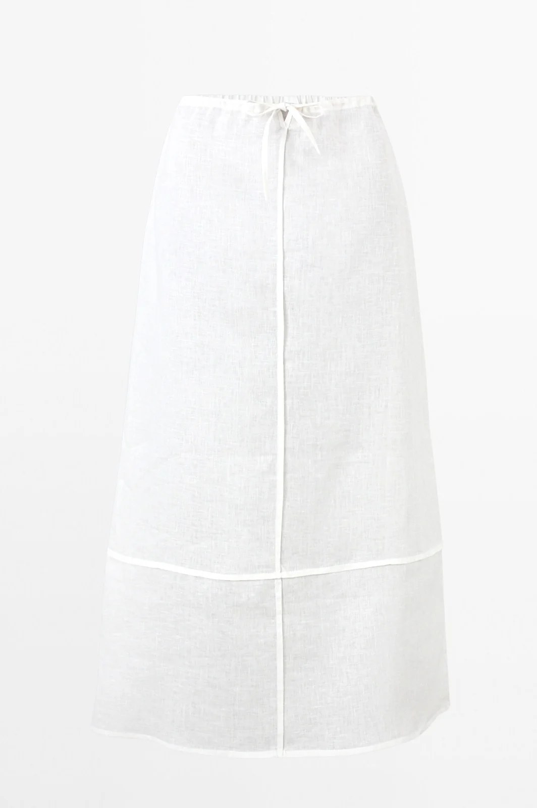 Aline Linen skirt with Ruffled Trim Pocket.