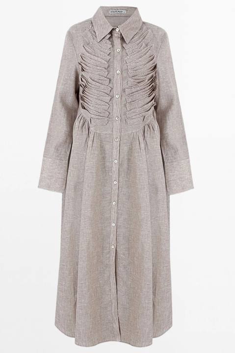 Sculpted Pleat Midi Shirt Dress.