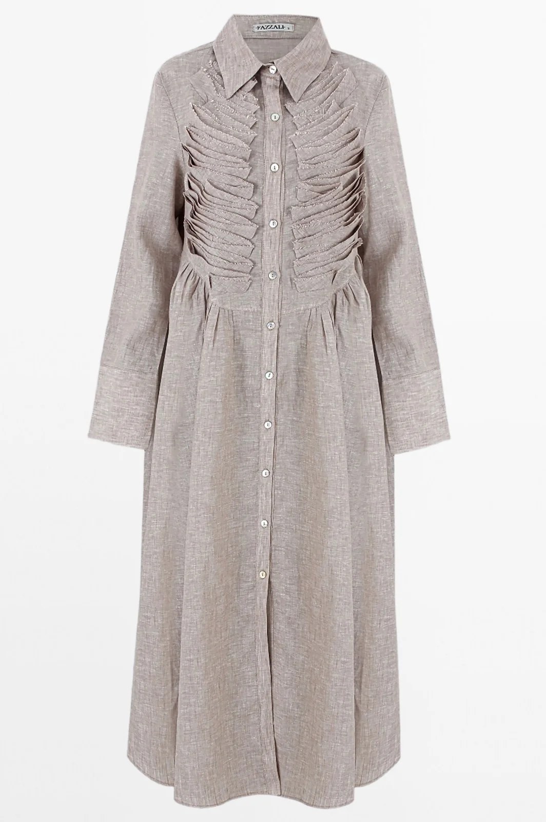 Sculpted Pleat Midi Shirt Dress.