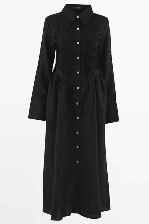Sculpted Pleat Midi Shirt Dress.