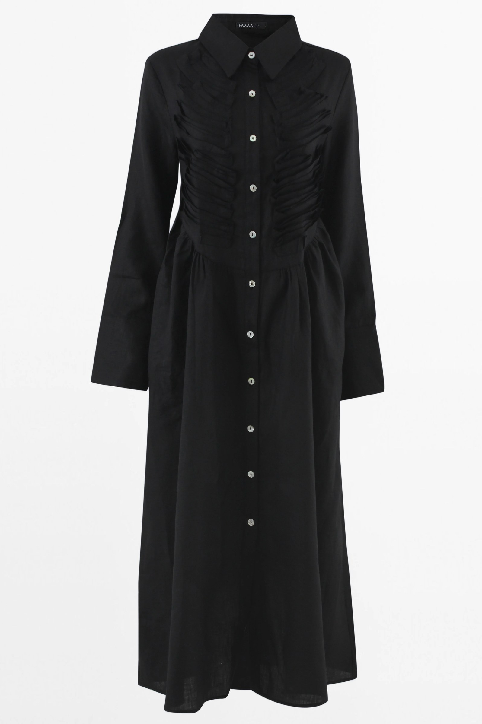 Sculpted Pleat Midi Shirt Dress.