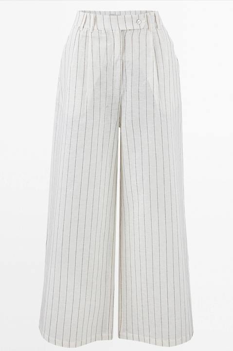 Wide-Leg Striped Linen Pants