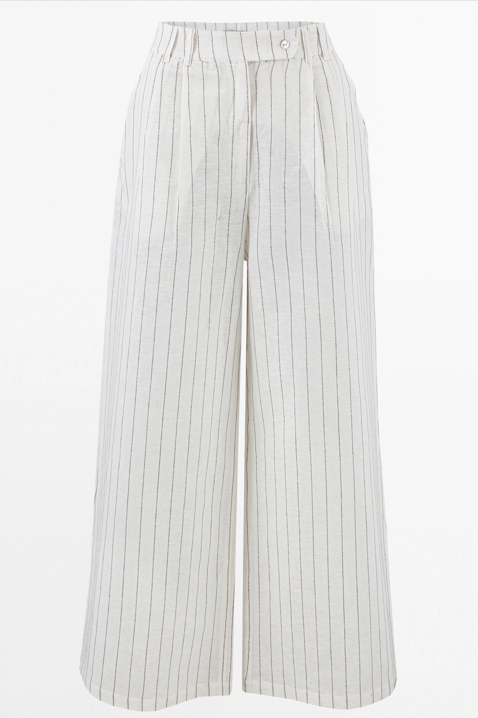 Wide-Leg Striped Linen Pants