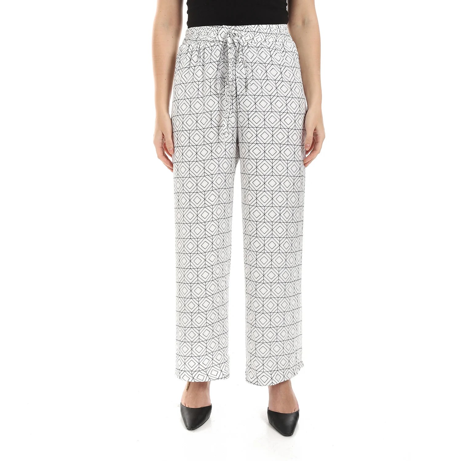 Geometrical Pattern Satin Pants