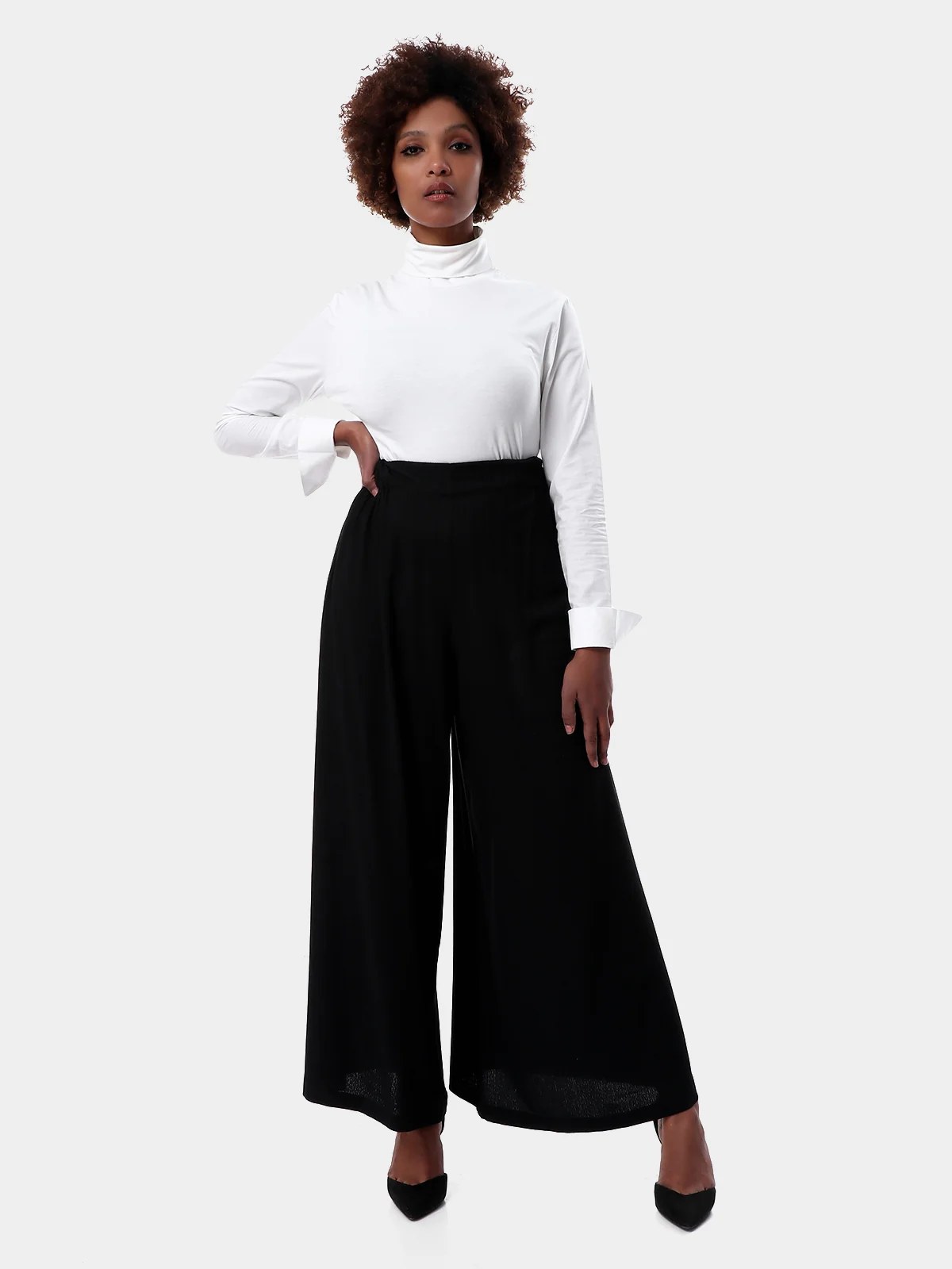 Turtleneck With Cotton Sleeves Blouse