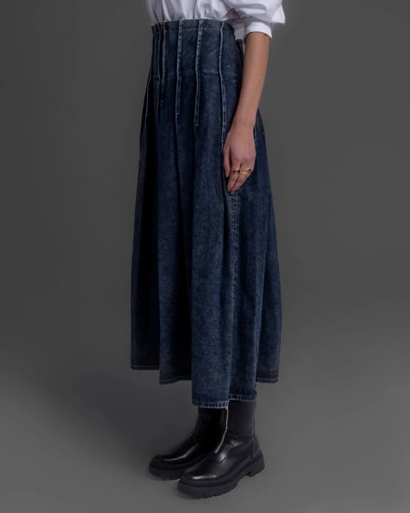 Denim Skirt With Ruffles