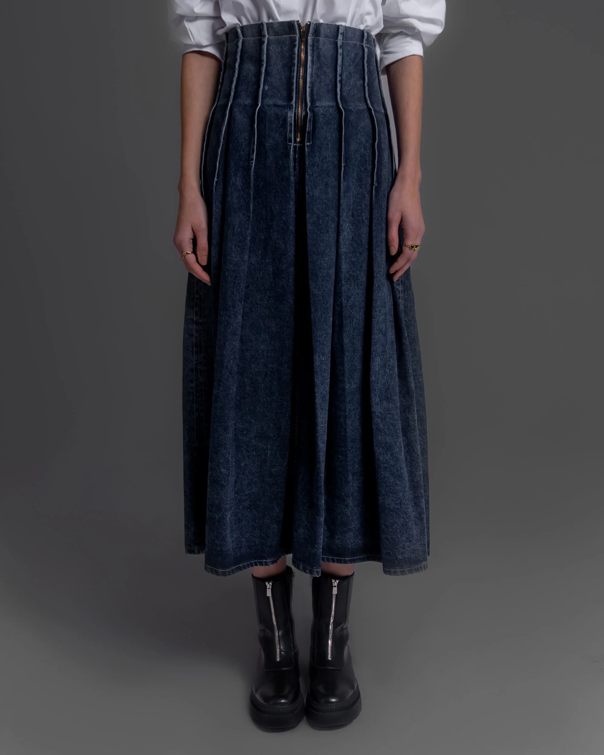 Denim Skirt With Ruffles