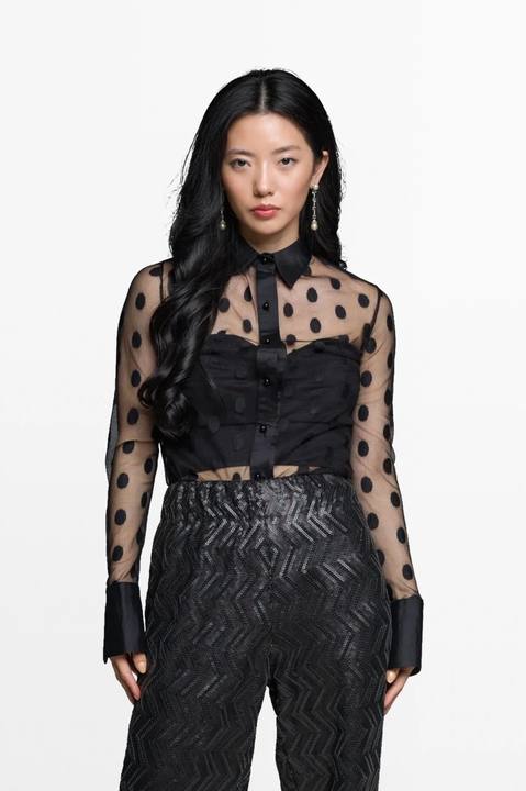 Polka Dot Tulle Blouse