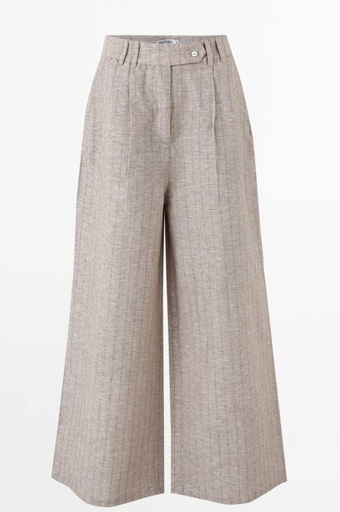 Wide-Leg Striped Linen Pants.
