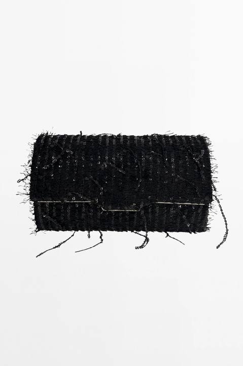 Black Sequin Fringe Clutch