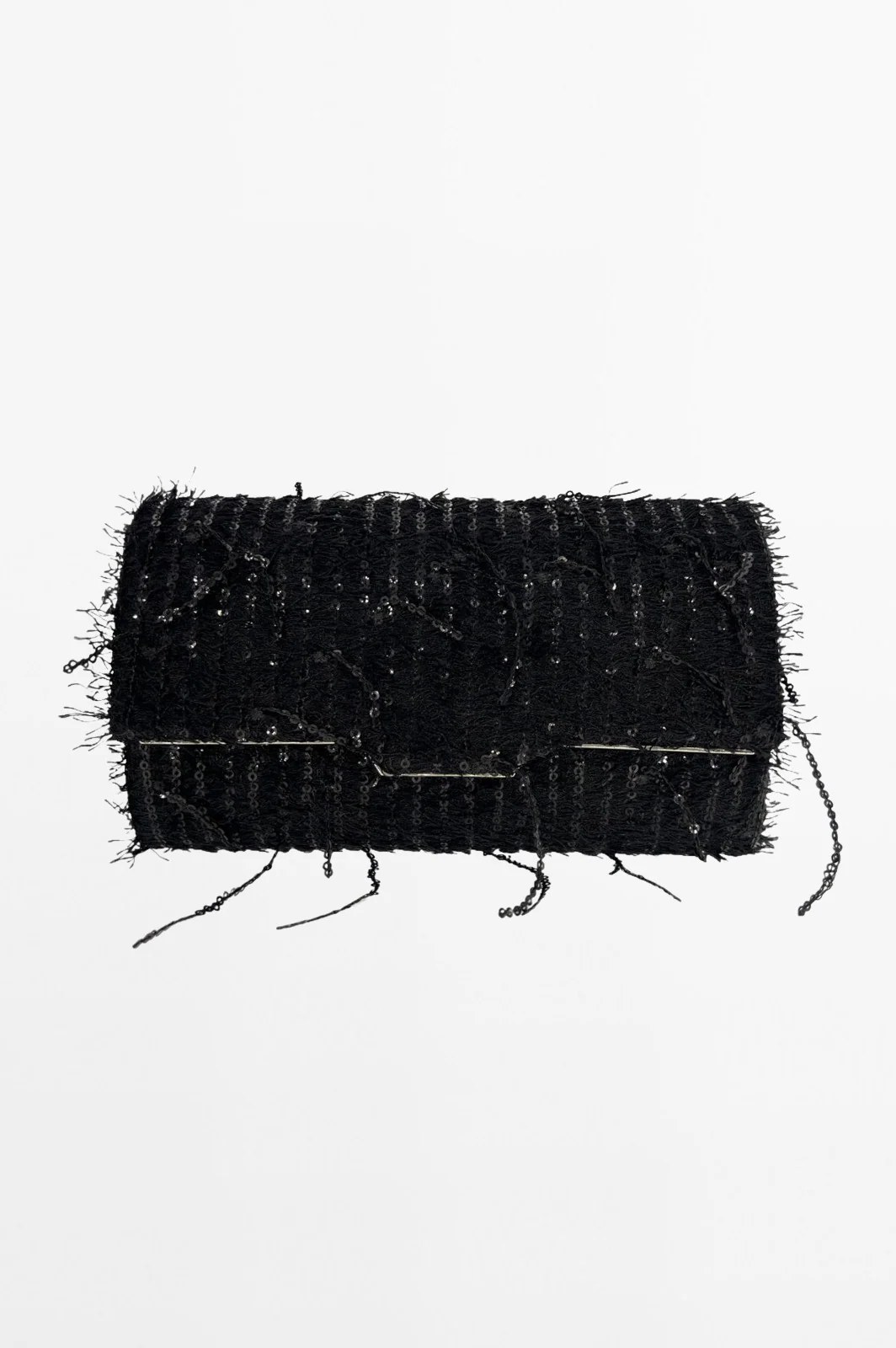 Black Sequin Fringe Clutch