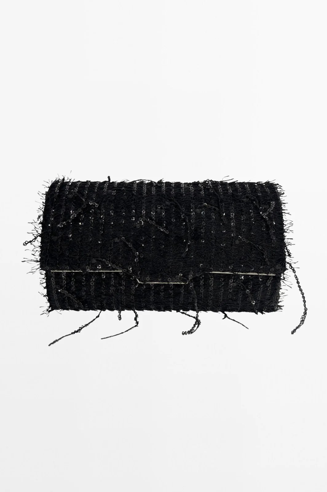 Black Sequin Fringe Clutch