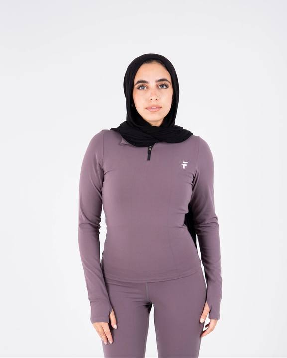 Ultra Soft Essential Zip-Up Longline Top - Purple Haze