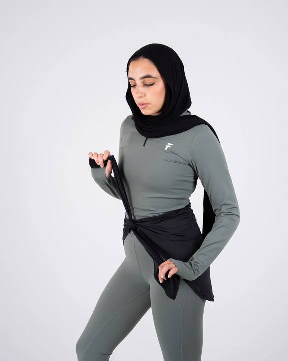 Ultra Soft Apex Zip-Up Longline Top - Olive Green