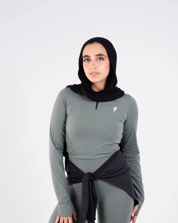 Ultra Soft Apex Zip-Up Longline Top - Olive Green