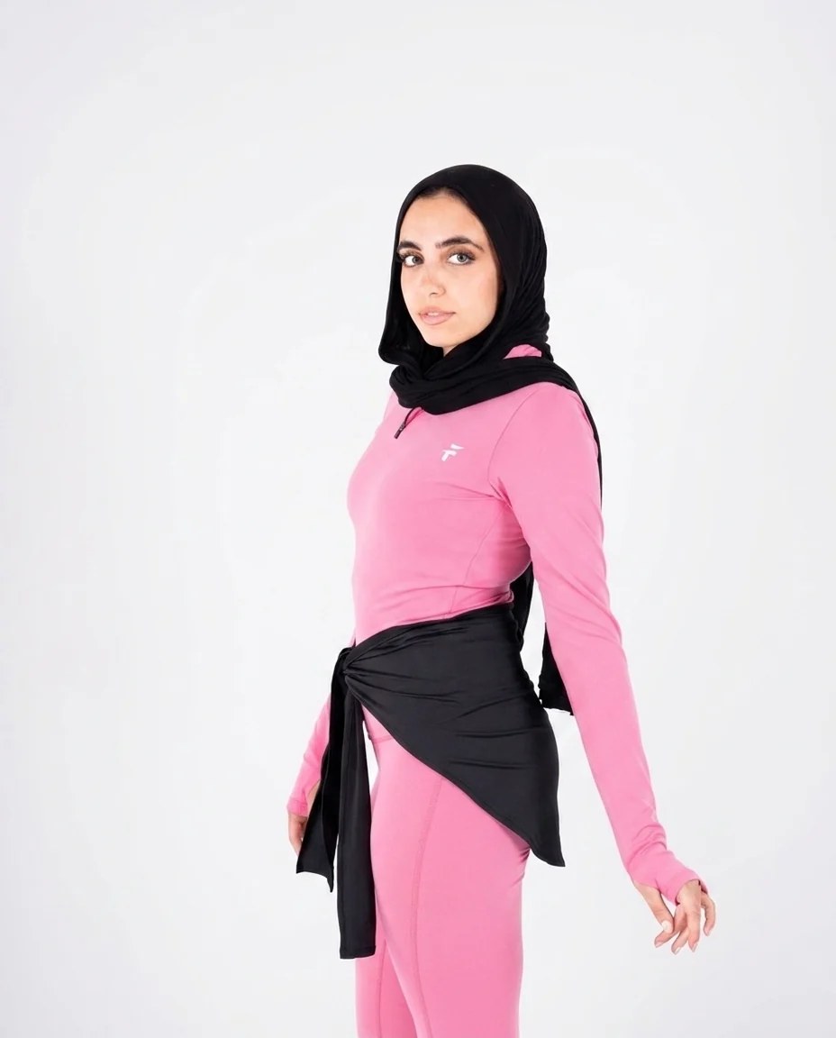 Ultra Soft Essential Zip-Up Body Fit Top - Bubblegum Pink