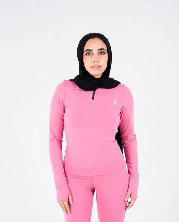 Ultra Soft Essential Zip-Up Longline Top - Bubblegum Pink