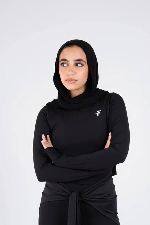 Ultra Soft Apex Zip-Up Longline Top - Black