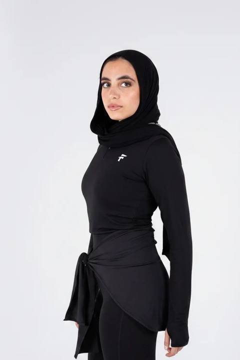 Ultra Soft Apex Zip-Up Longline Top - Black