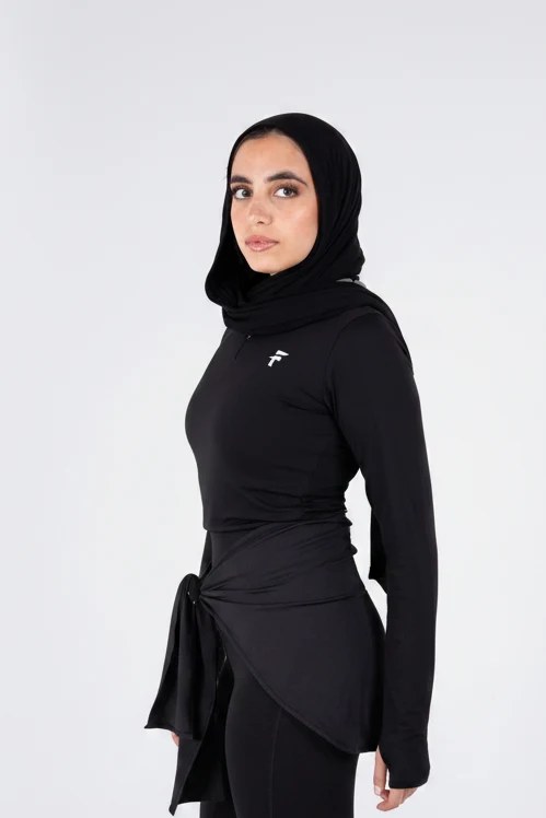 Ultra Soft Apex Zip-Up Body Fit Top - Black