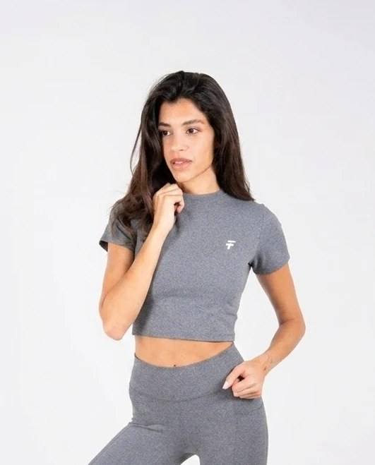 Ultra Soft Apex Crop Top - Dark Heather Grey