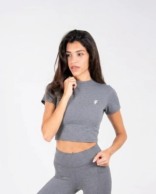 Ultra Soft Apex Crop Top - Dark Heather Grey