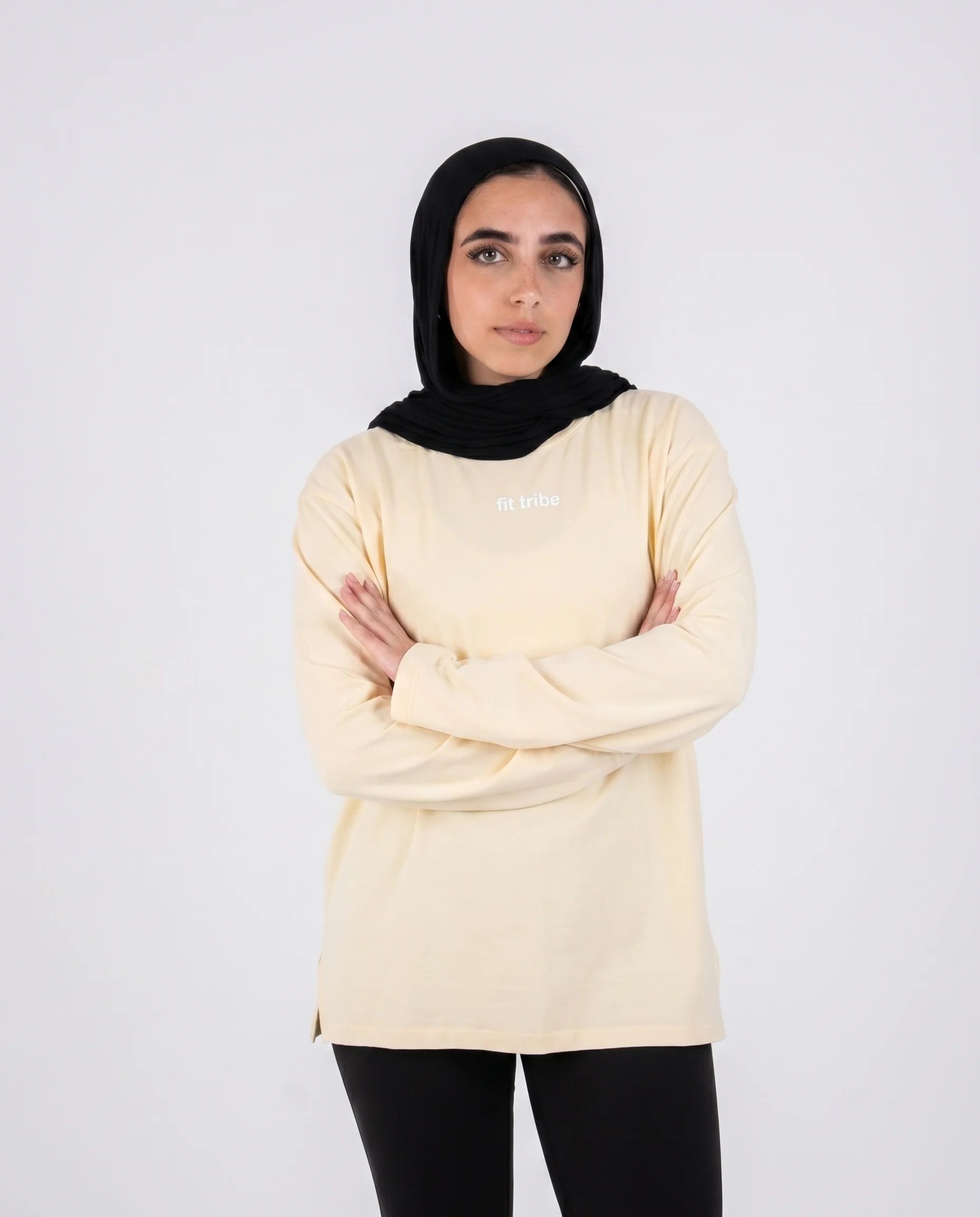 Cloud Cotton Oversized Long Sleeve Slit Top - Butter Yellow