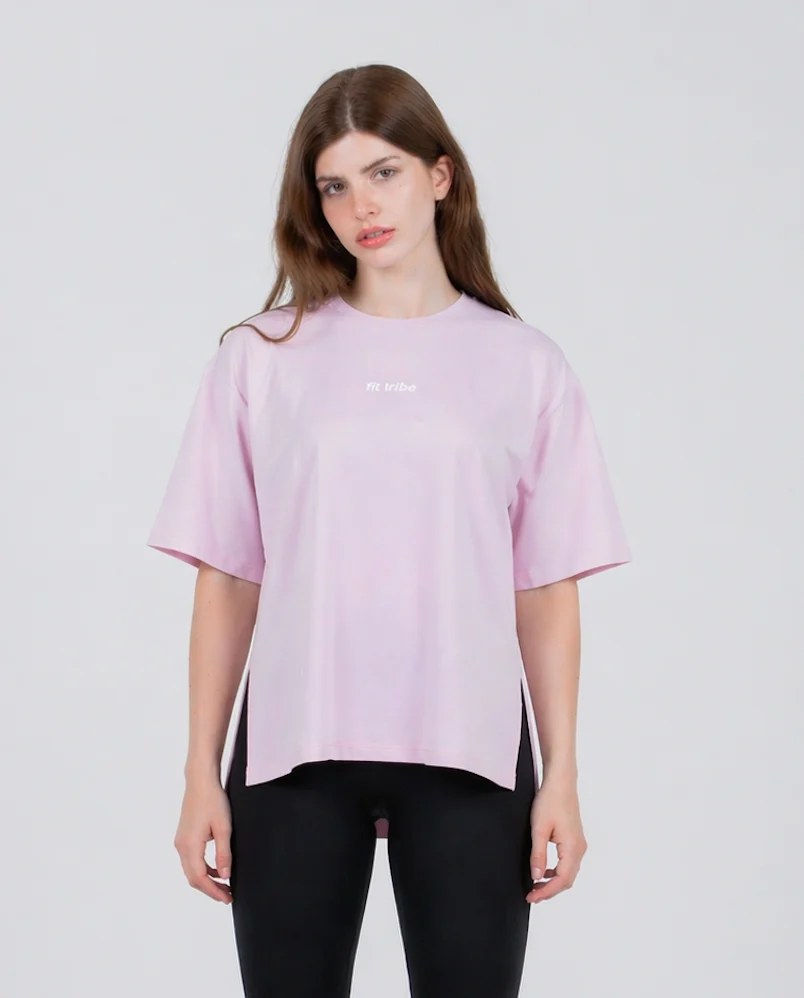 Cloud Cotton Oversized Slit Top - Baby Pink