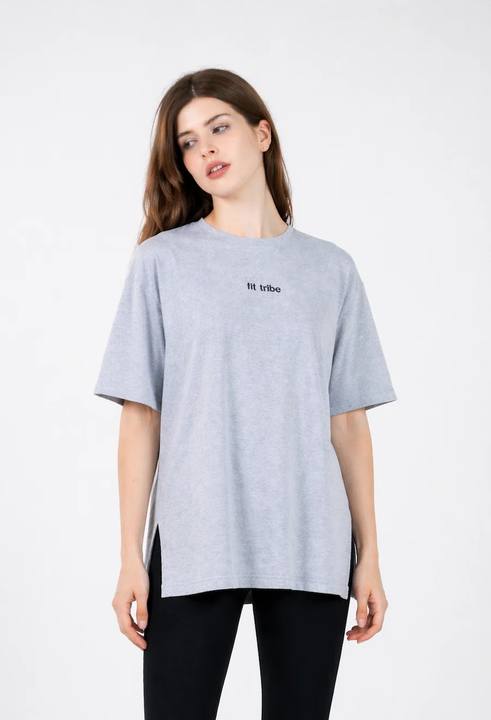 Cloud Cotton Oversized Slit Top - Heather Grey