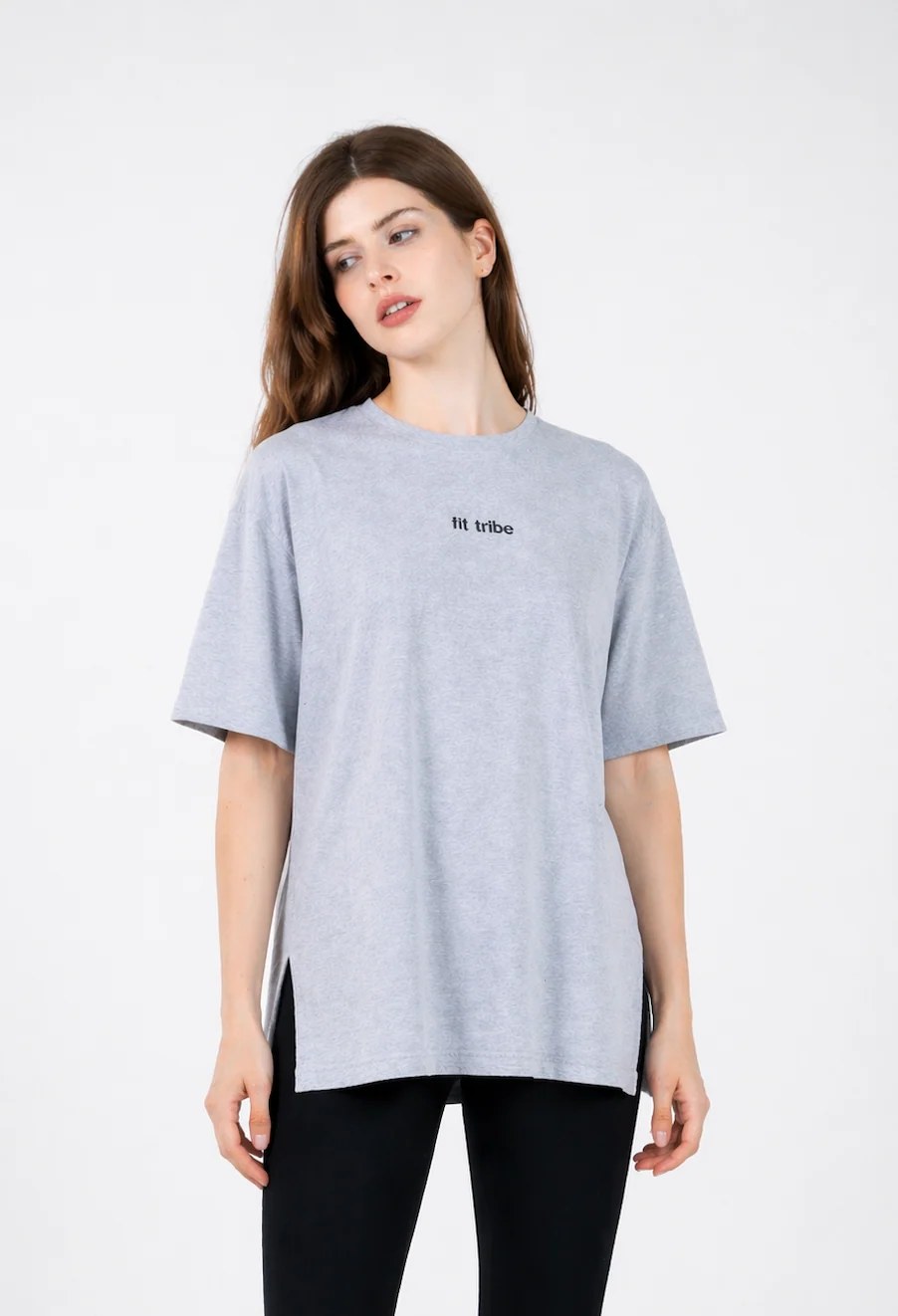 Cloud Cotton Oversized Slit Top - Heather Grey