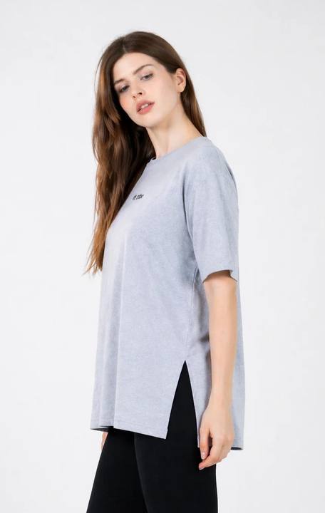 Cloud Cotton Oversized Slit Top - Heather Grey