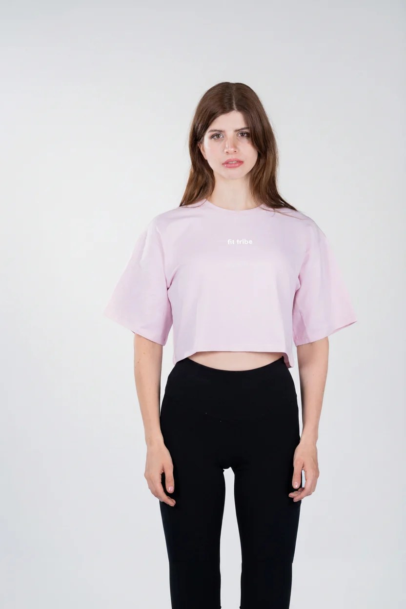 Cloud Cotton Oversized Crop Top - Baby Pink