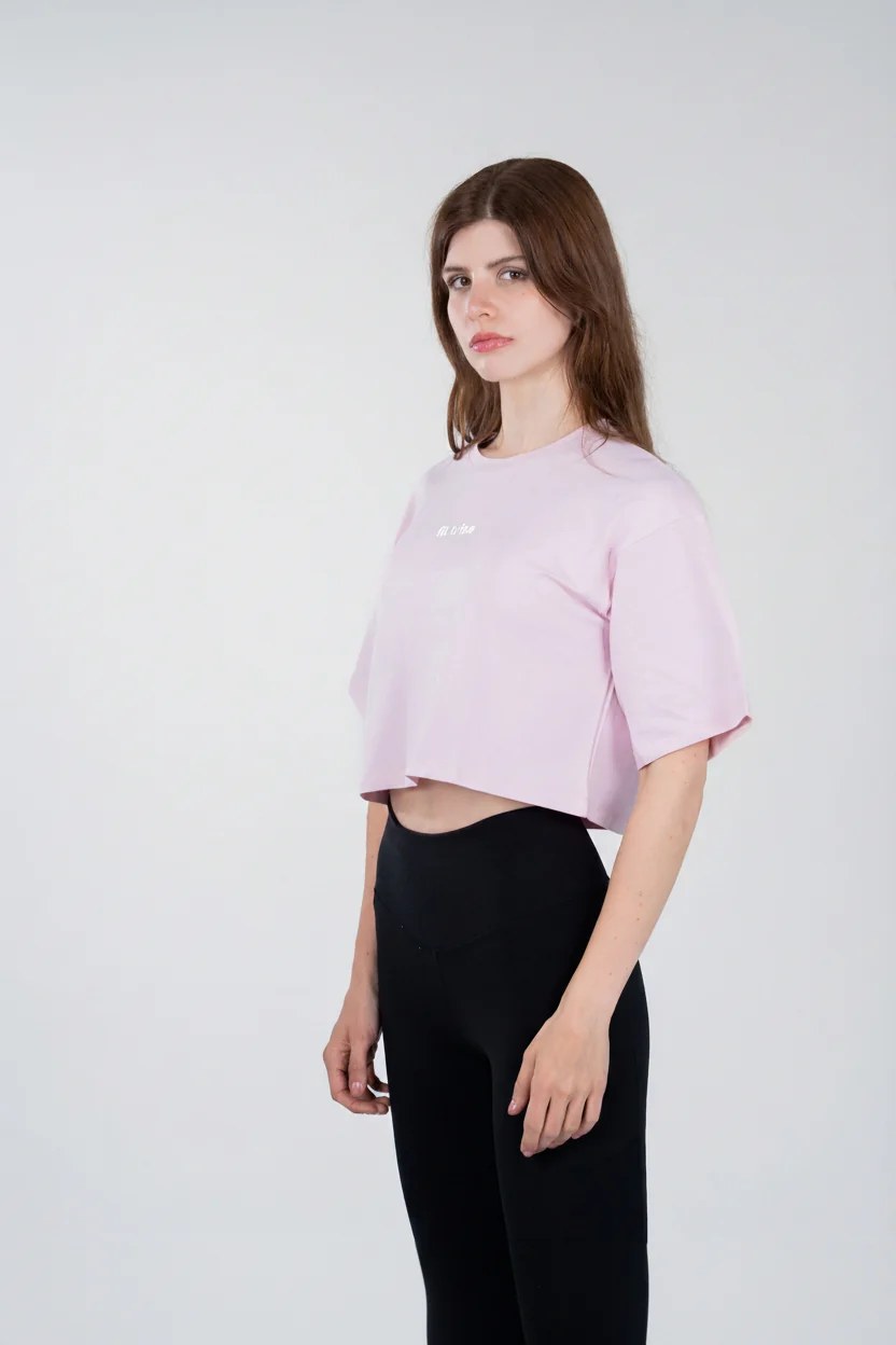 Cloud Cotton Oversized Crop Top - Baby Pink