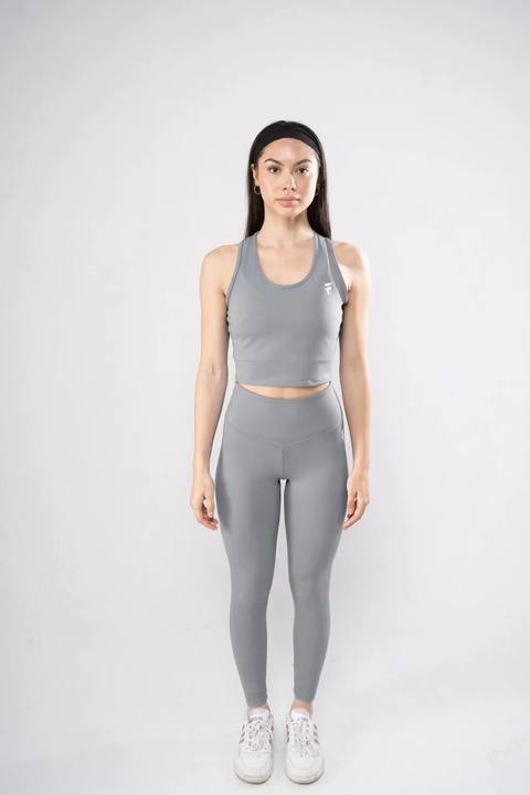 Ultra Soft Essential Crop Tank - Stone Grey