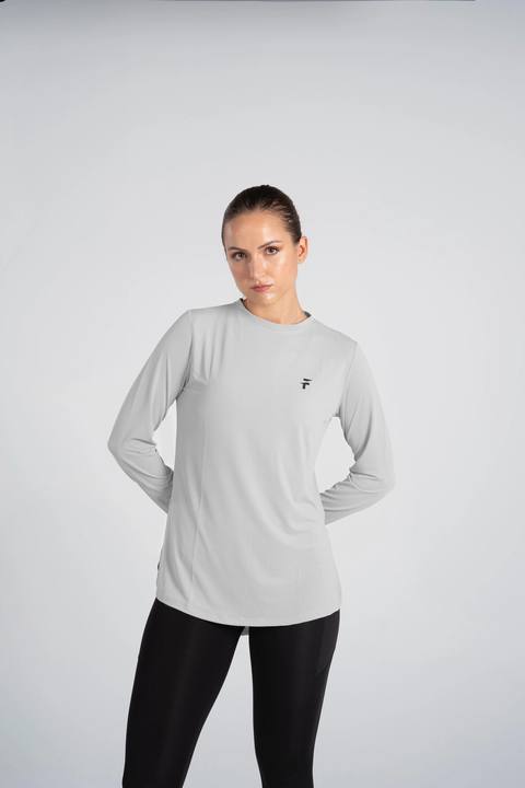 Essential Extended Long Sleeve Top - Light Grey