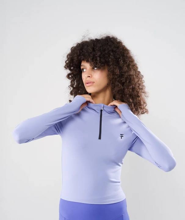 Ultra Comfort Essential Zip-Up Longline Top - Lilac Cloud