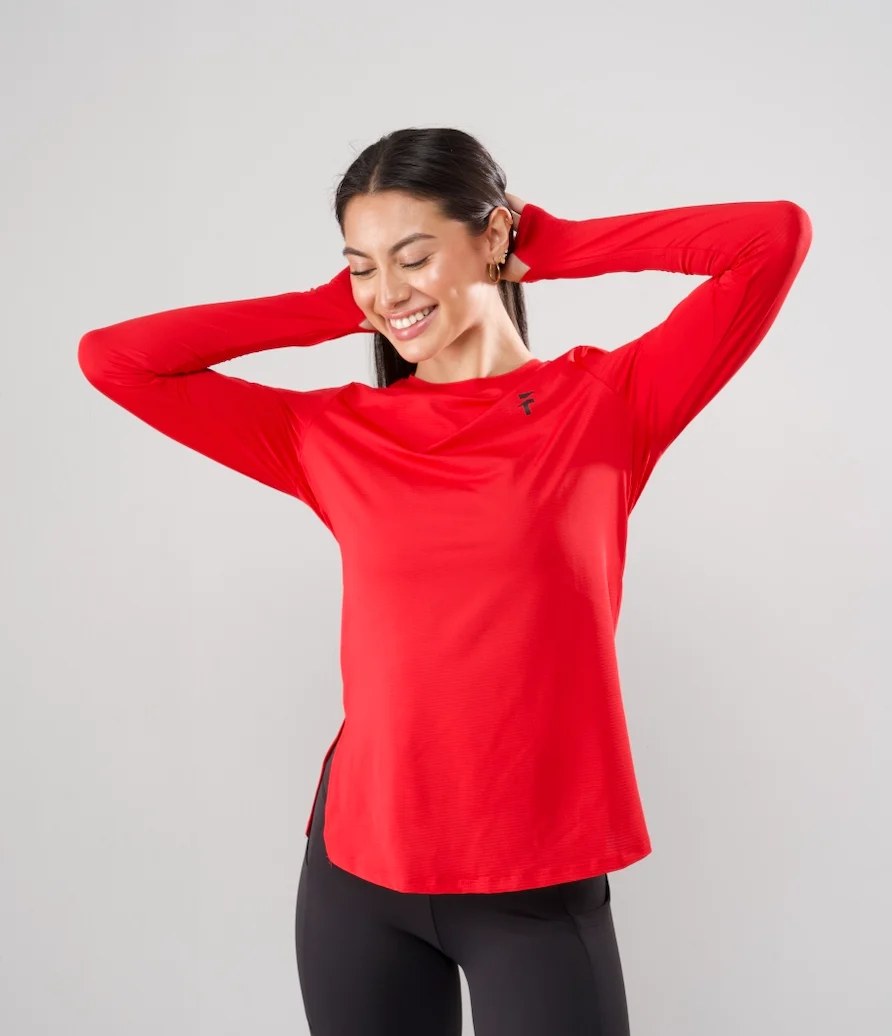 Performance Extended Long Sleeve Top - Red